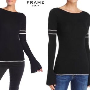FRAME- Black & Silver Bell Sleeve Wool Sweater